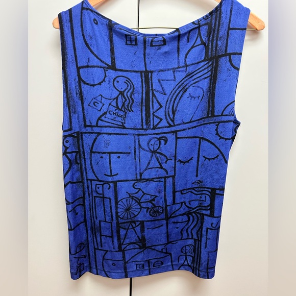 Chico’s Travelers Tank Top Women Blue/Black Abstract Print Size Large - Picture 3 of 5